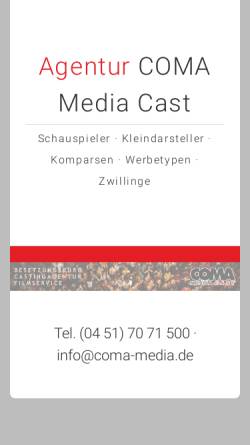 Vorschau der mobilen Webseite www.coma-media.de, COMA Media Cast Deutschland - www.coma.tv