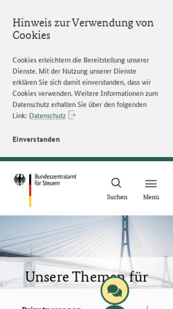 Vorschau der mobilen Webseite www.bzst.de, Bundeszentralamt für Steuern (BZSt)