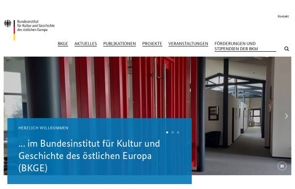 Vorschau von www.bkge.de, Bundesinstitut für Kultur und Geschichte der Deutschen im östlichen Europa (BKGE)