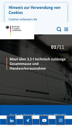 Vorschau der mobilen Webseite www.bag.bund.de, Bundesamt für Güterverkehr (BAG)
