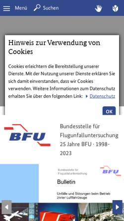 Vorschau der mobilen Webseite www.bfu-web.de, Bundesstelle für Flugunfalluntersuchung (BFU)