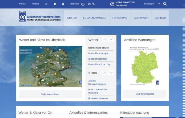 Vorschau von www.dwd.de, Deutscher Wetterdienst (DWD)
