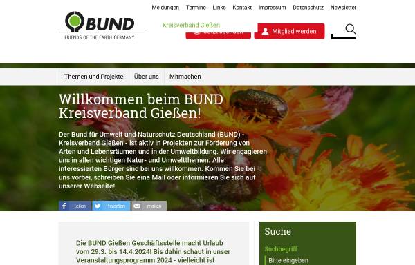 Vorschau von kreisverband-giessen.bund.net, Bund für Umwelt und Naturschutz Deutschland (BUND), Kreisverband Gießen