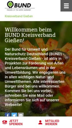 Vorschau der mobilen Webseite kreisverband-giessen.bund.net, Bund für Umwelt und Naturschutz Deutschland (BUND), Kreisverband Gießen
