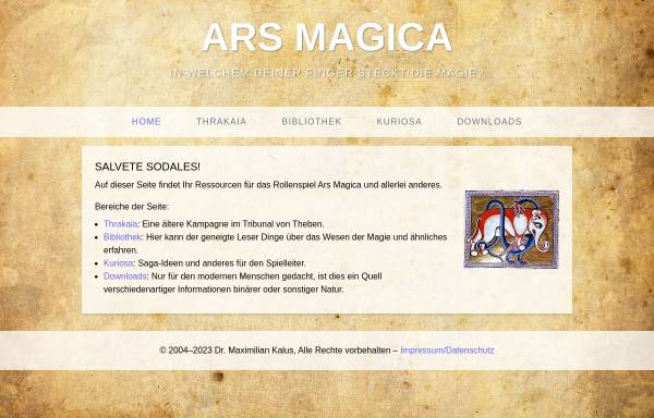 Vorschau von www.arsmagica.de, Ars Magica