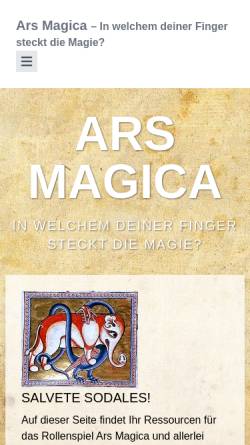Vorschau der mobilen Webseite www.arsmagica.de, Ars Magica