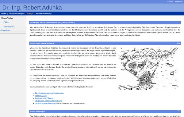 RuneQuest-Seite von Robert Adunka