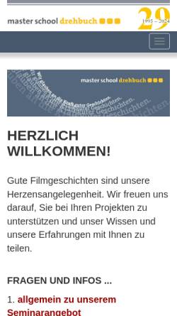 Vorschau der mobilen Webseite www.masterschool.de, Master School Drehbuch GmbH