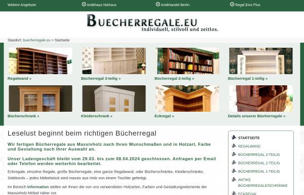 Vorschau von www.buecherregale.eu, Antikhaus Niehaus, Majewsky-Niehaus & Tamms GbR