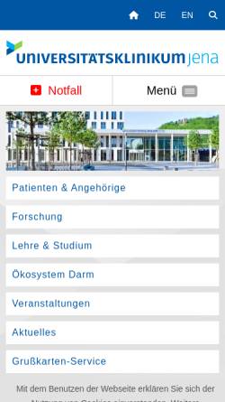 Vorschau der mobilen Webseite www.med.uni-jena.de, Klinikum der Friedrich-Schiller-Universität Jena