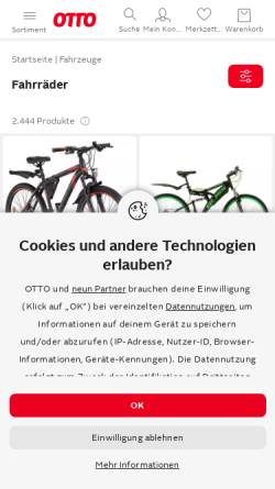 Vorschau der mobilen Webseite www.otto-bikes.de, Velo Sport Werner Otto GmbH