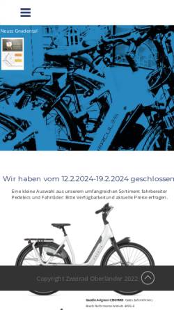 Vorschau der mobilen Webseite www.zweirad-oberlaender.de, Zweirad-Oberländer
