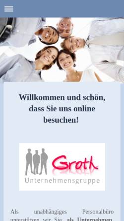 Vorschau der mobilen Webseite www.personalmanagement-groth.de, Personalmanagement Groth & Partner, Inh. Anika Groth