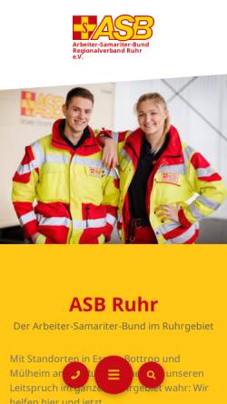 Vorschau der mobilen Webseite ruhr.asbnrw.de, ASB-Rettungshundestaffel des Regionalverband Ruhr e.V.