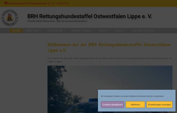 Vorschau von www.rettungshunde.com, BRH Rettungshundestaffel Ostwestfalen-Lippe