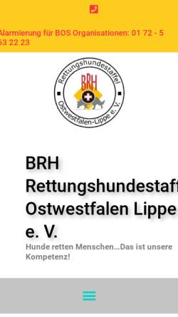 Vorschau der mobilen Webseite www.rettungshunde.com, BRH Rettungshundestaffel Ostwestfalen-Lippe