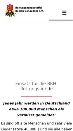 Vorschau der mobilen Webseite www.rettungshunde-donau-iller.de, BRH-Rettungshundestaffel Region Donau-Iller e.V.