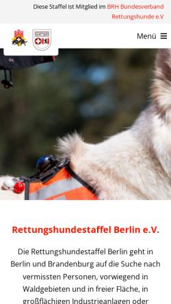 Vorschau der mobilen Webseite www.rettungshunde-berlin.de, Rettungshundestaffel Berlin e.V