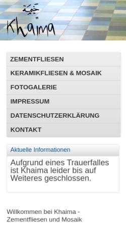 Vorschau der mobilen Webseite www.khaima.de, Khaima