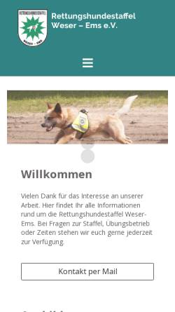 Vorschau der mobilen Webseite www.rettungshundestaffel.org, Rettungshundestaffel Weser-Ems