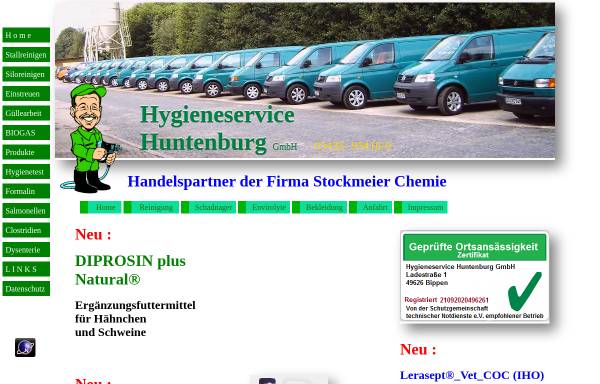 Vorschau von www.huntenburg.de, Stallhygiene Huntenburg GmbG & Co. KG