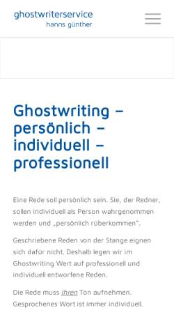 Vorschau der mobilen Webseite www.ghostwriterservice.de, Günther, Hanns
