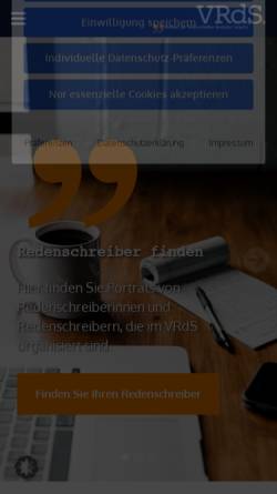 Vorschau der mobilen Webseite vrds.de, Verband der Redenschreiber deutscher Sprache e.V. (VRdS)