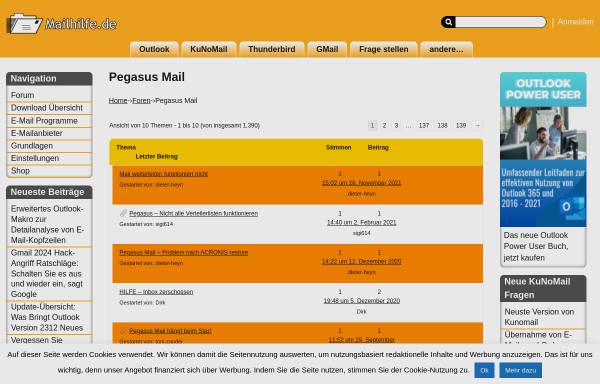 Vorschau von www.mailhilfe.de, Mailhilfe Pegasus Mail
