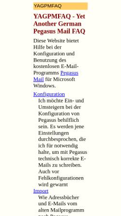 Vorschau der mobilen Webseite www.clef.at, Yet Another German Pegasus Mail FAQ