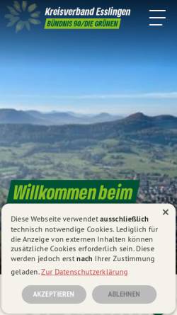 Vorschau der mobilen Webseite www.gruene-es.de, Bündnis 90/Die Grünen Esslingen am Neckar