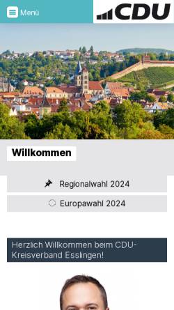 Vorschau der mobilen Webseite www.cdu-kv-esslingen.de, CDU Esslingen am Neckar