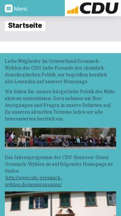Vorschau der mobilen Webseite cdu-grenzach-wyhlen.de, CDU-Ortsverband Grenzach-Wyhlen