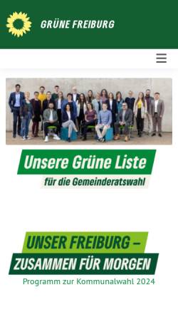 Vorschau der mobilen Webseite gruene-freiburg.de, Bündnis 90/Die Grünen in Freiburg