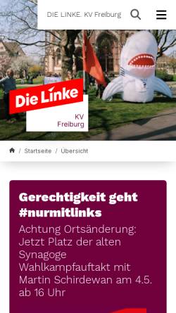 Vorschau der mobilen Webseite www.dielinke-freiburg.de, Die Linke. Freiburg