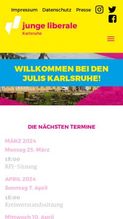Vorschau der mobilen Webseite julis-karlsruhe.de, JuLis - Junge Liberale Karlsruhe-Stadt