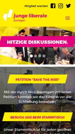 Vorschau der mobilen Webseite www.julis-esslingen.de, JuLis - Junge Liberale Kreisverband Esslingen