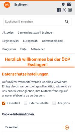 Vorschau der mobilen Webseite www.oedp-esslingen.de, ÖDP Kreisverband Esslingen