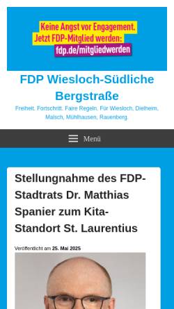 Vorschau der mobilen Webseite www.fdp-wiesloch.de, FDP Wiesloch - Südliche Bergstraße