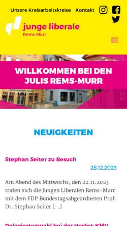 Vorschau der mobilen Webseite www.julis-rems-murr.de, JuLis - Junge Liberale Kreisverband Rems-Murr