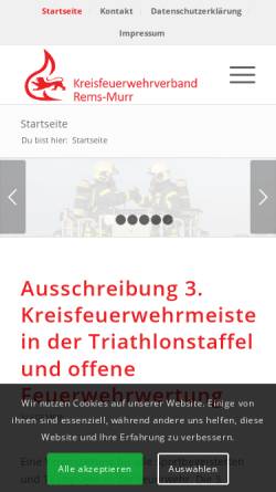 Vorschau der mobilen Webseite www.feuerwehr-rems-murr.de, Der Kreisfeuerwehrverband Rems-Murr e.V.