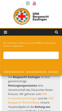 Vorschau der mobilen Webseite www.bergwacht-esslingen.de, DRK-Bergwacht - Bereitschaft Esslingen