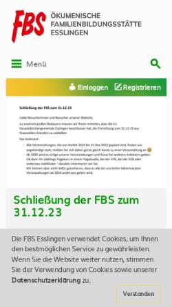 Vorschau der mobilen Webseite www.fbs-esslingen.de, Familienbildungsstätte Esslingen