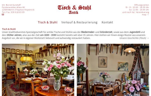 Vorschau von www.tischundstuhlantik.de, Tisch & Stuhl - H.Klöttschen