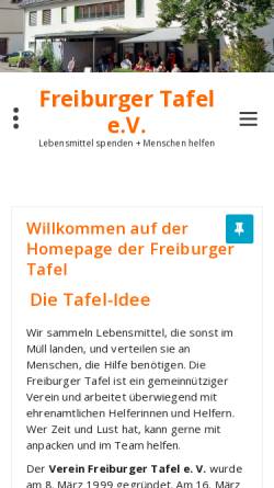 Vorschau der mobilen Webseite www.freiburger-tafel.de, Freiburger Tafel e.V.