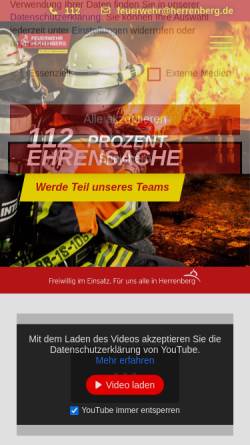 Vorschau der mobilen Webseite feuerwehr.herrenberg.de, Freiwillige Feuerwehr Herrenberg