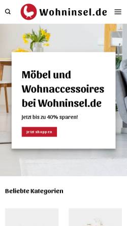 Vorschau der mobilen Webseite www.wohninsel.de, Wohninsel GmbH