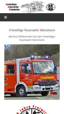 Vorschau der mobilen Webseite www.feuerwehr-wonsheim.de, Freiwillige Feuerwehr Wonsheim