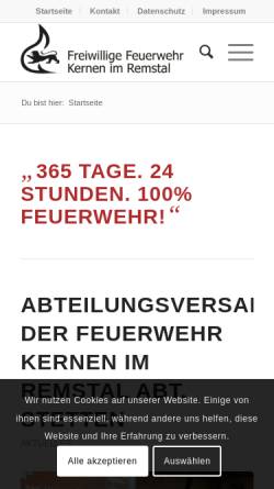 Vorschau der mobilen Webseite www.feuerwehr-kernen.de, Feuerwehr Kernen Abteilung Stetten