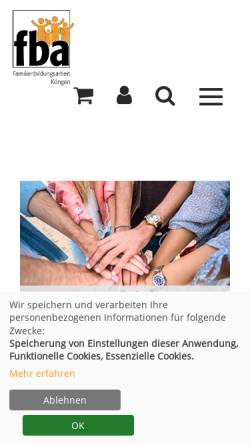 Vorschau der mobilen Webseite www.fba-koengen.de, Familienbildungsarbeit Köngen