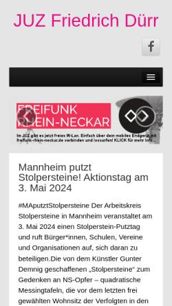 Vorschau der mobilen Webseite www.juz-mannheim.de, Jugendzentrum in Selbstverwaltung 